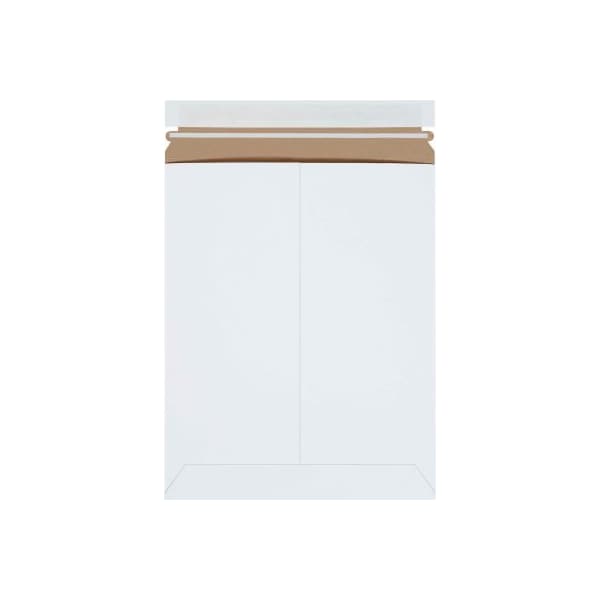 The Packaging Wholesalers Self Seal Stayflats Plus Mailers, 9-3/4"W x 12-1/4"L, White, 100/Pack ENVRM5PSWSS - main